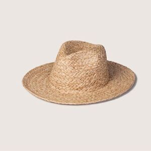 Will + Bear Tan Raffia Straw Unisex Hat(Size Large)